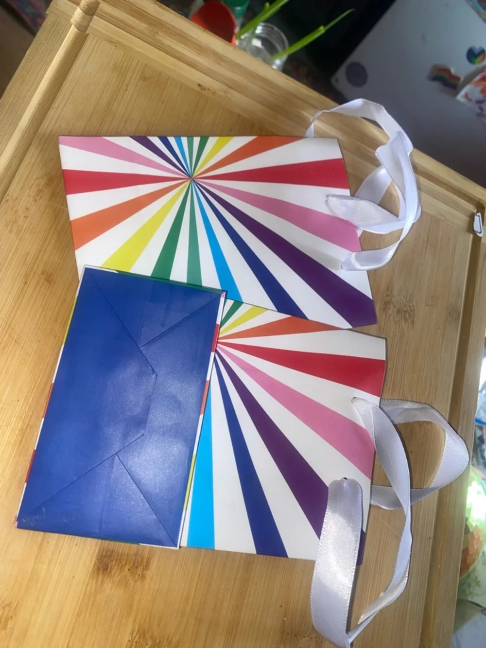 Polka Dot/ Rainbow Party Gift Bags with Red Accent